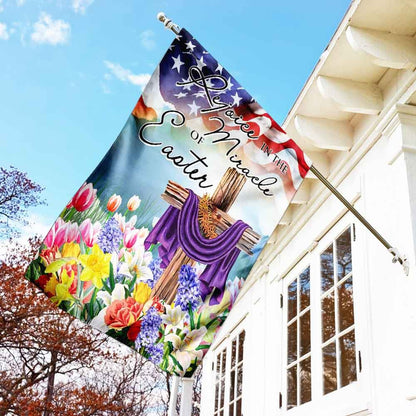 Christian Garden Flags, Rejoice In The Miracle Of Easter Cross Flag, Christian House Flags, Christian Cross Flag, Faith Flag