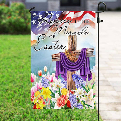 Christian Garden Flags, Rejoice In The Miracle Of Easter Cross Flag, Christian House Flags, Christian Cross Flag, Faith Flag