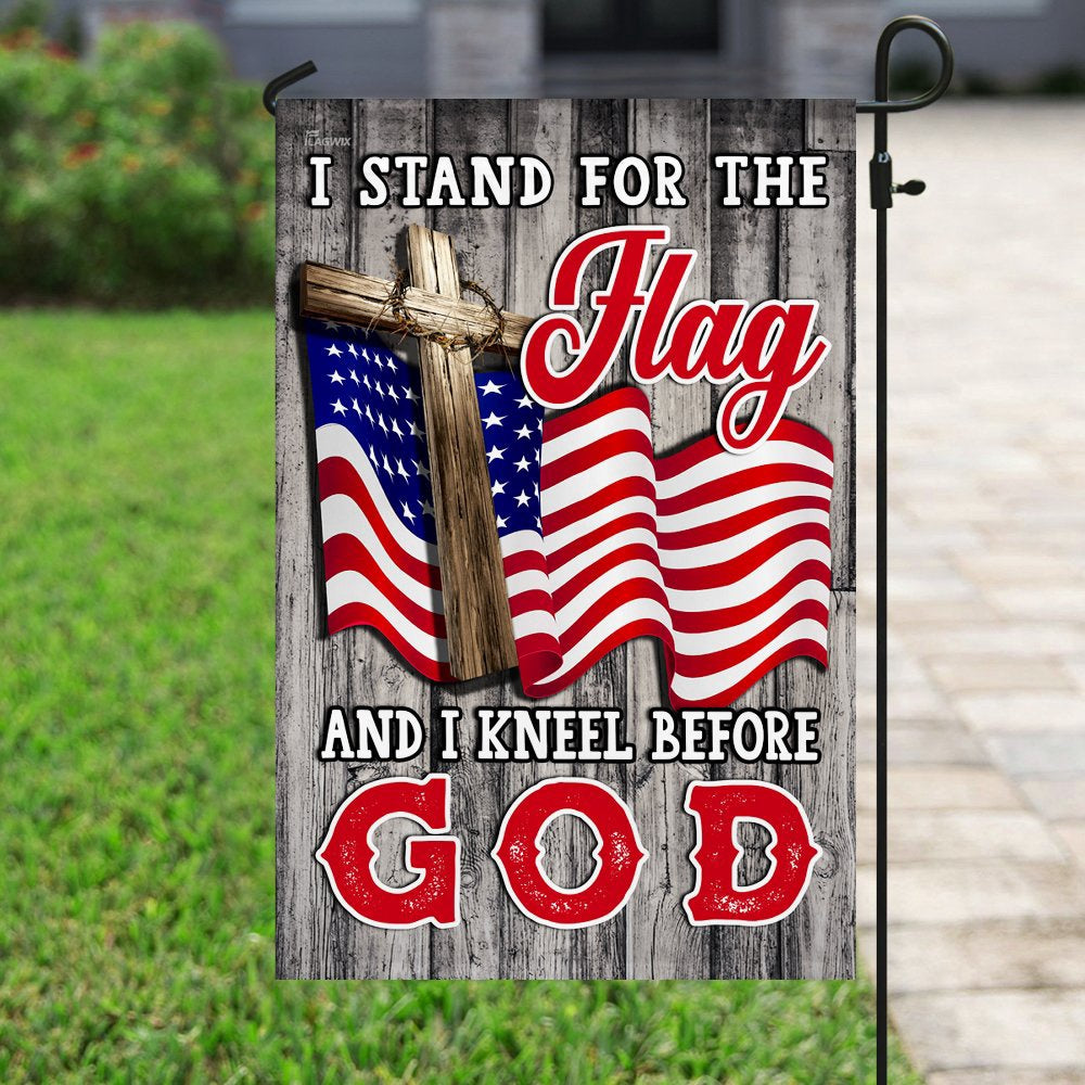 Christian Garden Flags, Stand For The Flag Kneel Before God Christian American Flag, Christian House Flags, Christian Cross Flag, Faith Flag