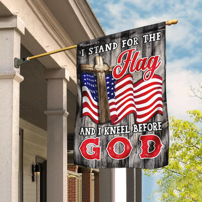 Christian Garden Flags, Stand For The Flag Kneel Before God Christian American Flag, Christian House Flags, Christian Cross Flag, Faith Flag