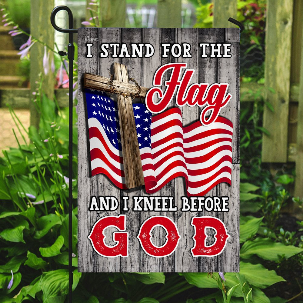 Christian Garden Flags, Stand For The Flag Kneel Before God Christian American Flag, Christian House Flags, Christian Cross Flag, Faith Flag