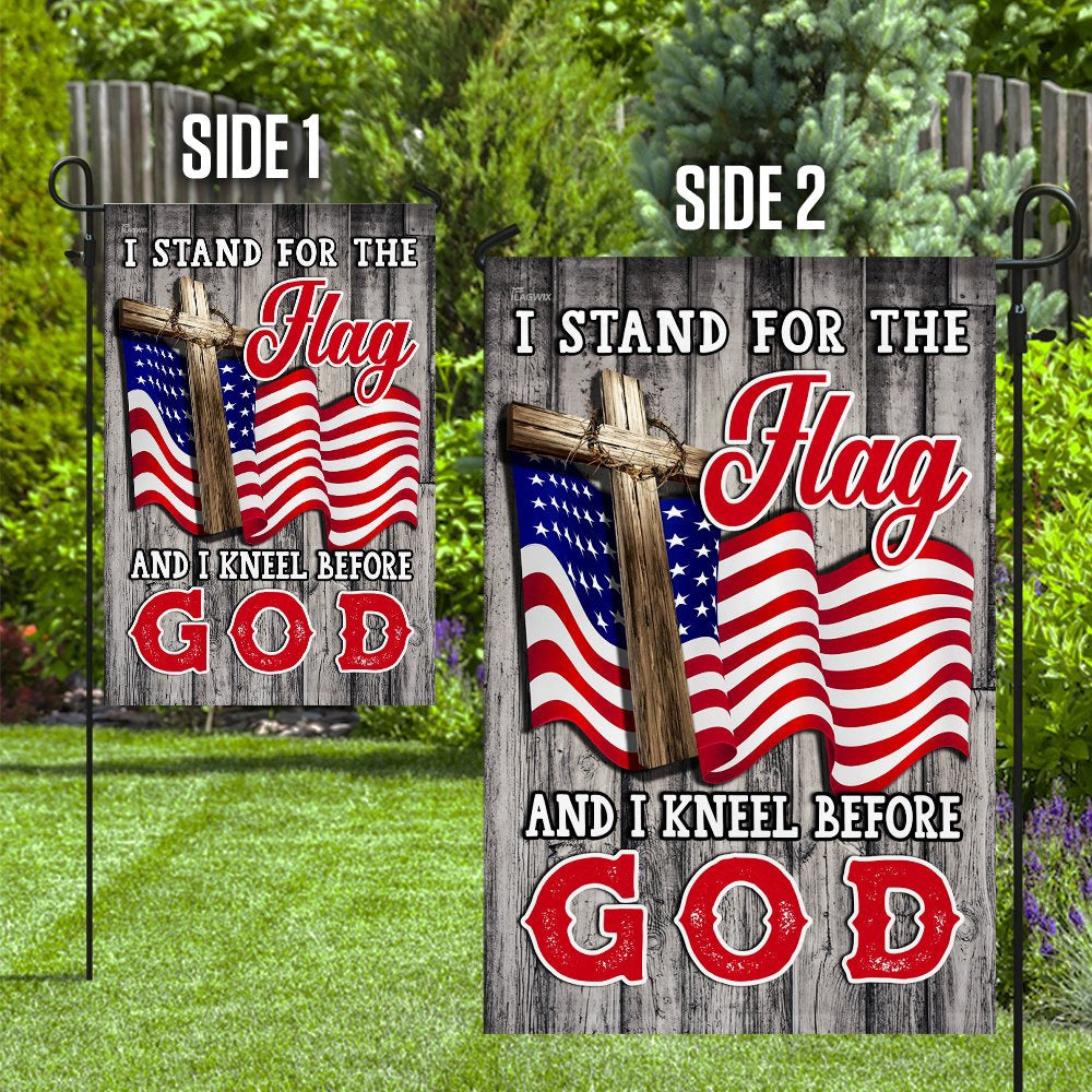 Christian Garden Flags, Stand For The Flag Kneel Before God Christian American Flag, Christian House Flags, Christian Cross Flag, Faith Flag
