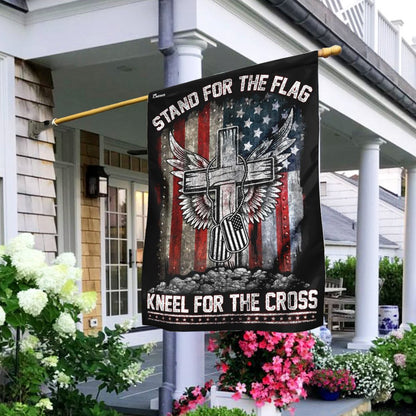 Christian Garden Flags, Stand For The Flag Kneel For The Cross Flag, Bible Verse Flag, Christian House Flags, Christian Cross Flag, Faith Flag
