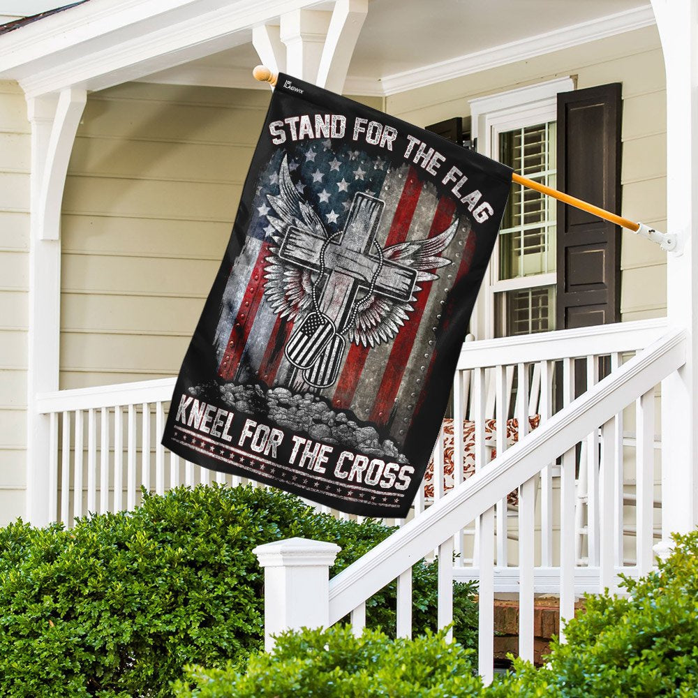 Christian Garden Flags, Stand For The Flag Kneel For The Cross Flag, Bible Verse Flag, Christian House Flags, Christian Cross Flag, Faith Flag