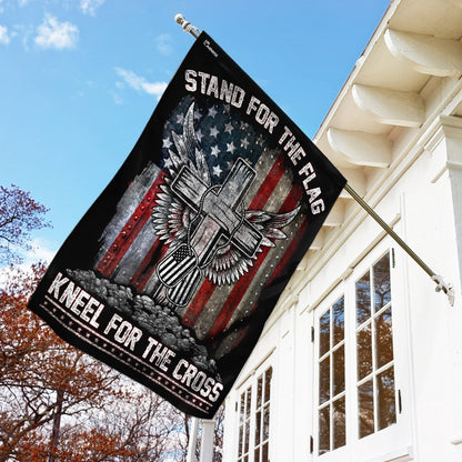 Christian Garden Flags, Stand For The Flag Kneel For The Cross Flag, Bible Verse Flag, Christian House Flags, Christian Cross Flag, Faith Flag