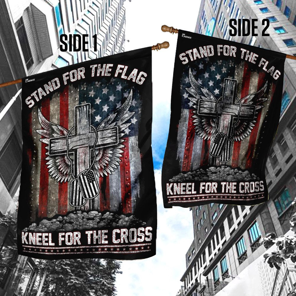 Christian Garden Flags, Stand For The Flag Kneel For The Cross Flag, Bible Verse Flag, Christian House Flags, Christian Cross Flag, Faith Flag