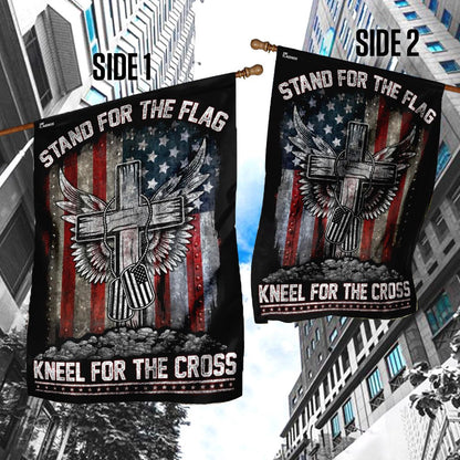 Christian Garden Flags, Stand For The Flag Kneel For The Cross Flag, Bible Verse Flag, Christian House Flags, Christian Cross Flag, Faith Flag
