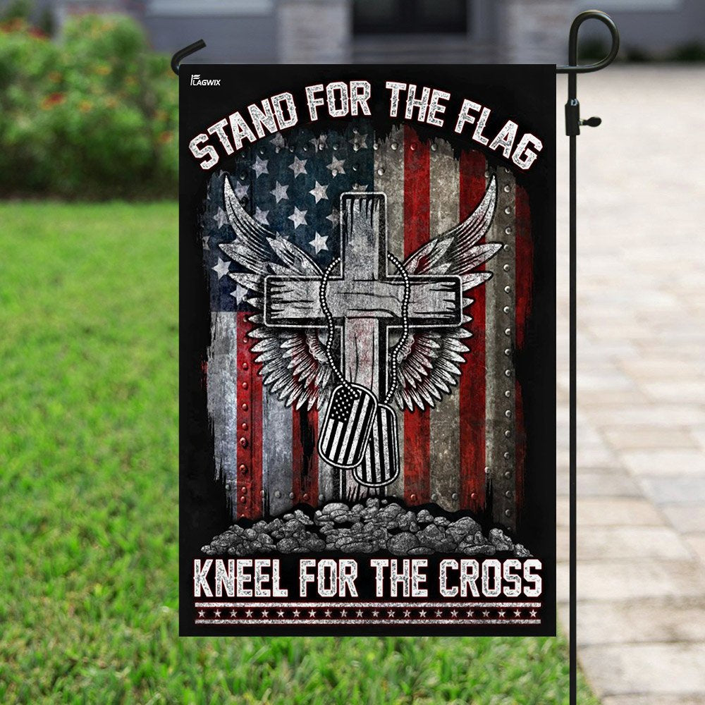 Christian Garden Flags, Stand For The Flag Kneel For The Cross Flag, Bible Verse Flag, Christian House Flags, Christian Cross Flag, Faith Flag