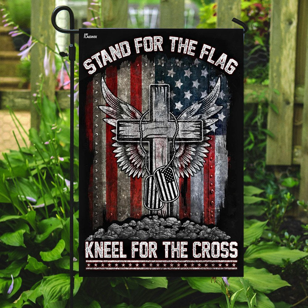 Christian Garden Flags, Stand For The Flag Kneel For The Cross Flag, Bible Verse Flag, Christian House Flags, Christian Cross Flag, Faith Flag