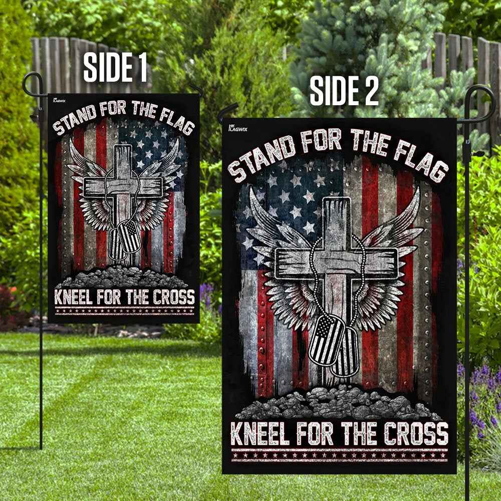 Christian Garden Flags, Stand For The Flag Kneel For The Cross Flag, Bible Verse Flag, Christian House Flags, Christian Cross Flag, Faith Flag
