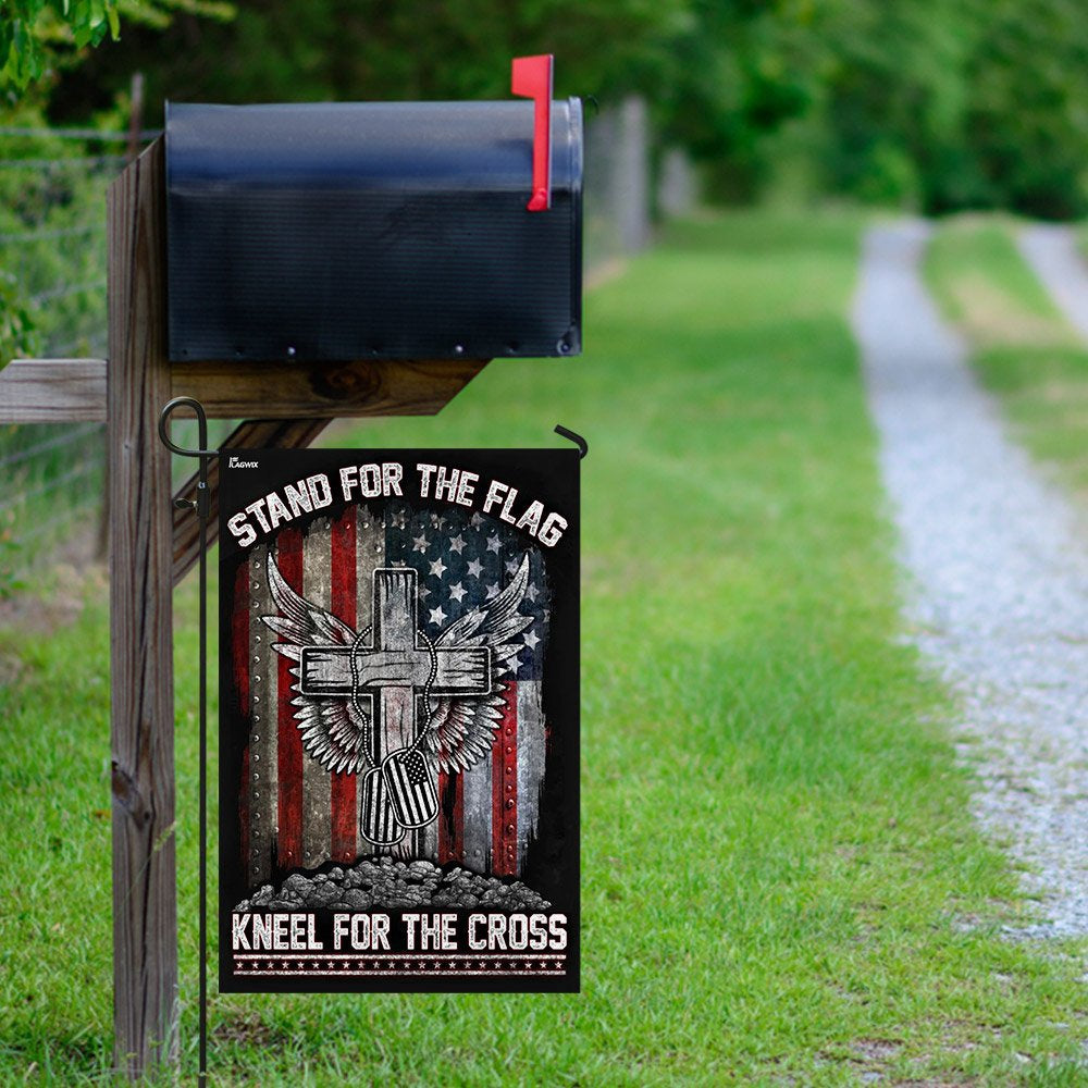 Christian Garden Flags, Stand For The Flag Kneel For The Cross Flag, Bible Verse Flag, Christian House Flags, Christian Cross Flag, Faith Flag
