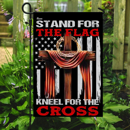 Christian Garden Flags, Stand For The Flag Kneel For The Cross Flag, Christian House Flags, Christian Cross Flag, Faith Flag