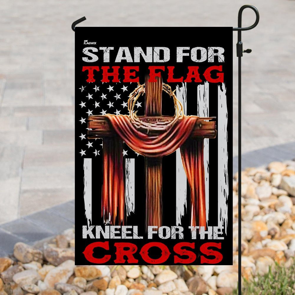 Christian Garden Flags, Stand For The Flag Kneel For The Cross Flag, Christian House Flags, Christian Cross Flag, Faith Flag
