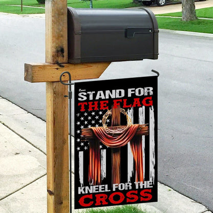 Christian Garden Flags, Stand For The Flag Kneel For The Cross Flag, Christian House Flags, Christian Cross Flag, Faith Flag