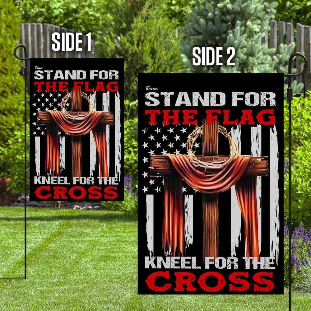 Christian Garden Flags, Stand For The Flag Kneel For The Cross Flag, Christian House Flags, Christian Cross Flag, Faith Flag