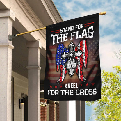 Christian Garden Flags, Stand For The Flag Kneel For The Cross Flag, Garden Flag, Christian House Flags, Christian Cross Flag, Faith Flag