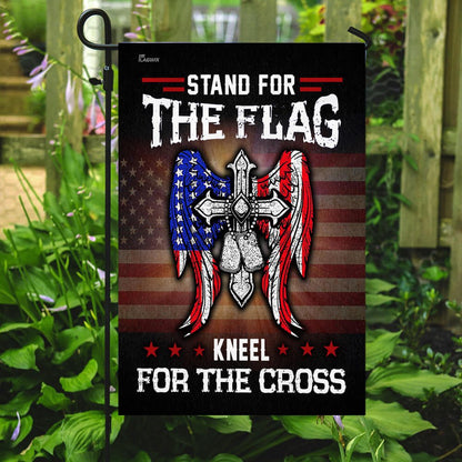 Christian Garden Flags, Stand For The Flag Kneel For The Cross Flag, Garden Flag, Christian House Flags, Christian Cross Flag, Faith Flag