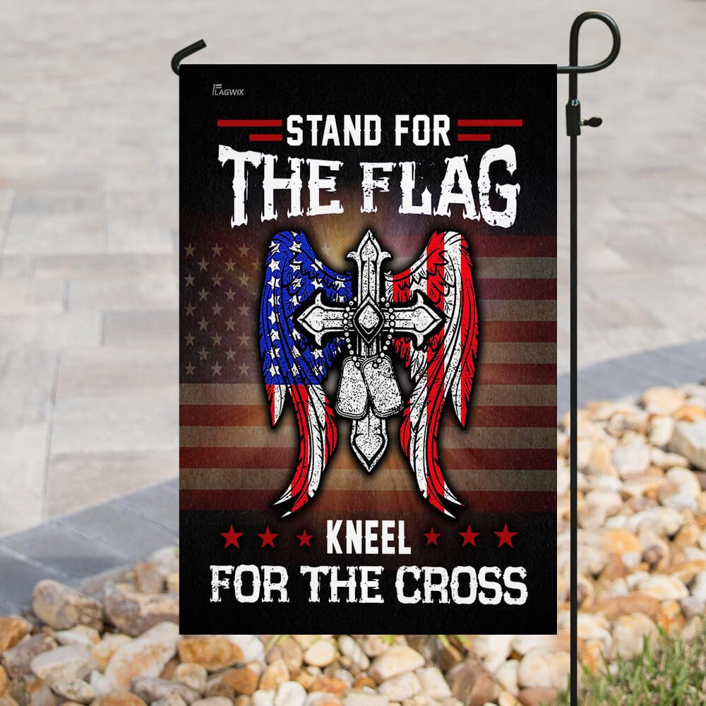 Christian Garden Flags, Stand For The Flag Kneel For The Cross Flag, Garden Flag, Christian House Flags, Christian Cross Flag, Faith Flag