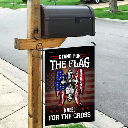 Christian Garden Flags, Stand For The Flag Kneel For The Cross Flag, Garden Flag, Christian House Flags, Christian Cross Flag, Faith Flag