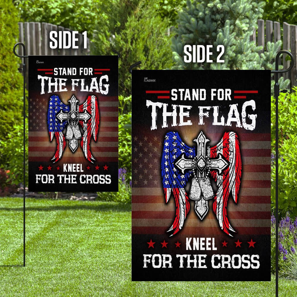 Christian Garden Flags, Stand For The Flag Kneel For The Cross Flag, Garden Flag, Christian House Flags, Christian Cross Flag, Faith Flag