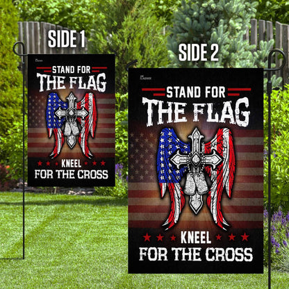 Christian Garden Flags, Stand For The Flag Kneel For The Cross Flag, Garden Flag, Christian House Flags, Christian Cross Flag, Faith Flag