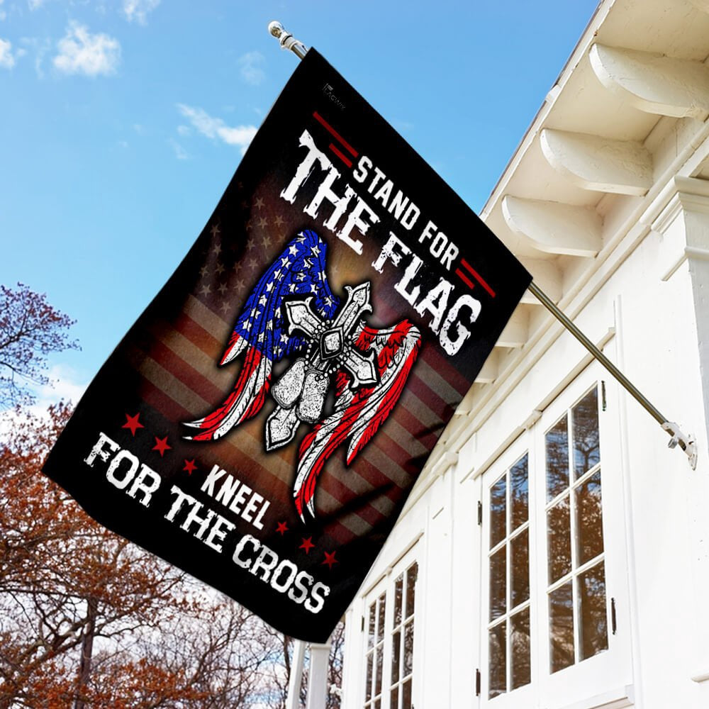 Christian Garden Flags, Stand For The Flag Kneel For The Cross Flag, Garden Flag, Christian House Flags, Christian Cross Flag, Faith Flag