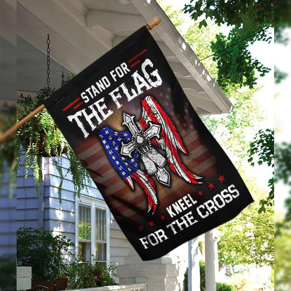 Christian Garden Flags, Stand For The Flag Kneel For The Cross Flag, Garden Flag, Christian House Flags, Christian Cross Flag, Faith Flag