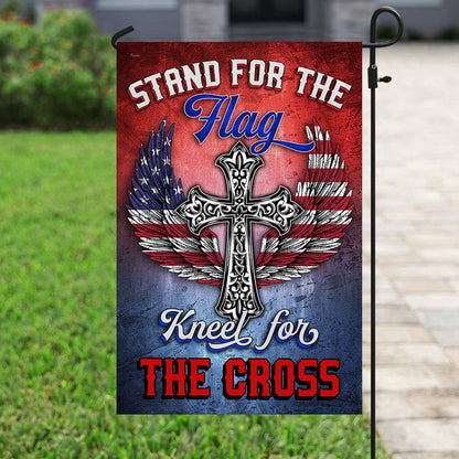 Christian Garden Flags, Stand For The Flag Kneel For The Cross Flags, Christian House Flags, Christian Cross Flag, Faith Flag