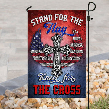 Christian Garden Flags, Stand For The Flag Kneel For The Cross Flags, Christian House Flags, Christian Cross Flag, Faith Flag