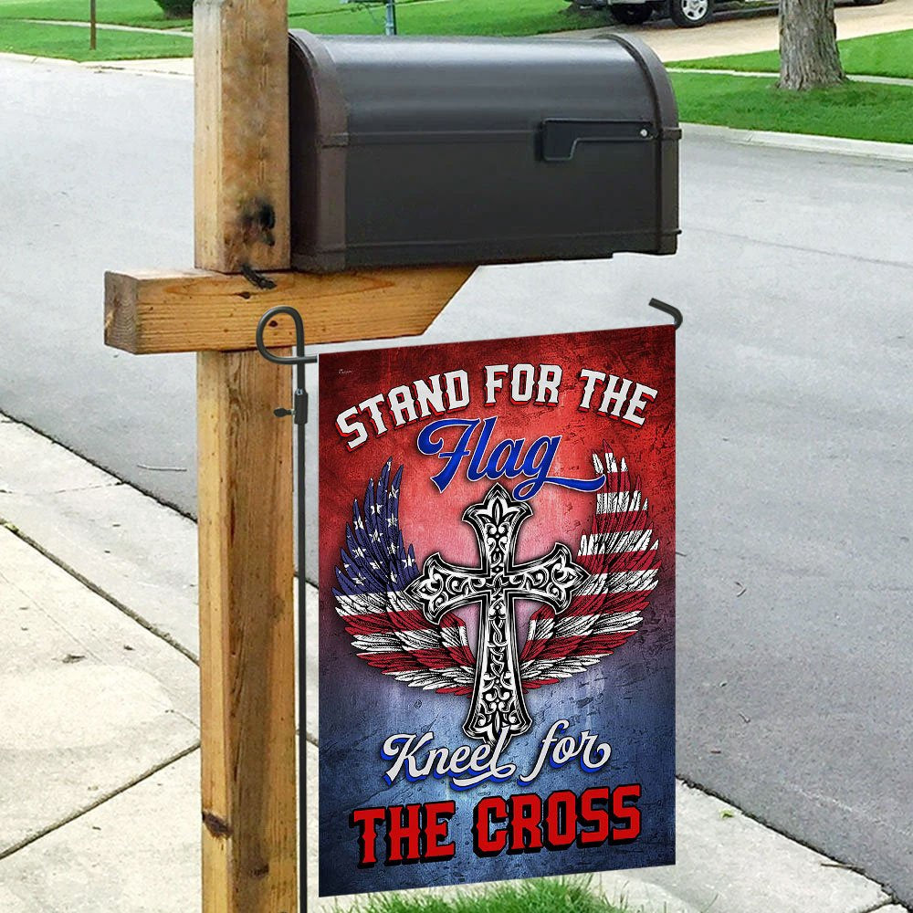 Christian Garden Flags, Stand For The Flag Kneel For The Cross Flags, Christian House Flags, Christian Cross Flag, Faith Flag