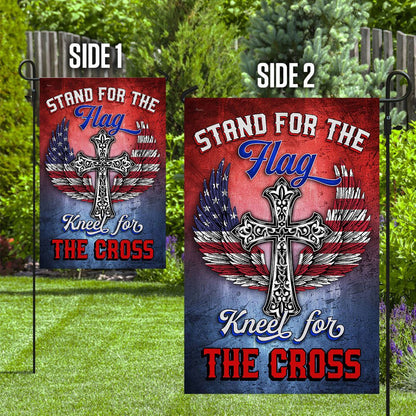 Christian Garden Flags, Stand For The Flag Kneel For The Cross Flags, Christian House Flags, Christian Cross Flag, Faith Flag