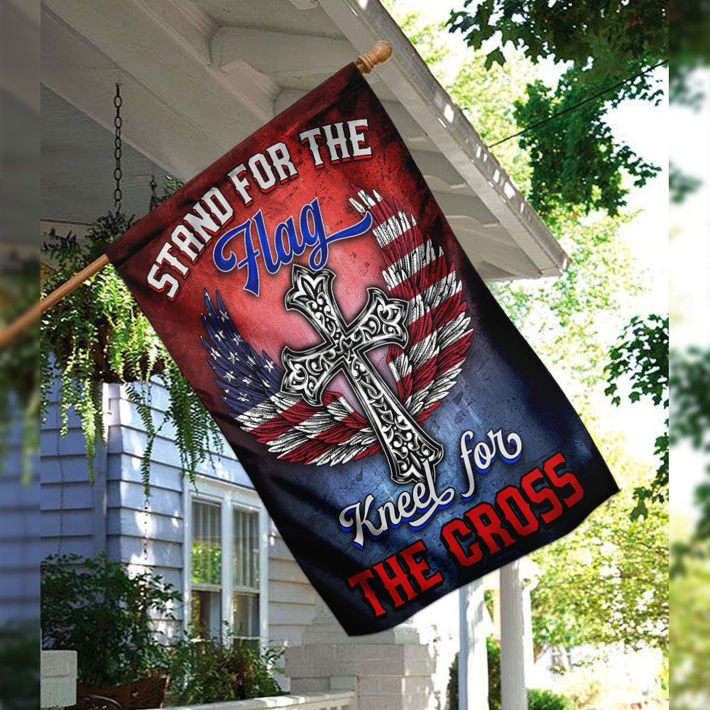 Christian Garden Flags, Stand For The Flag Kneel For The Cross Flags, Christian House Flags, Christian Cross Flag, Faith Flag