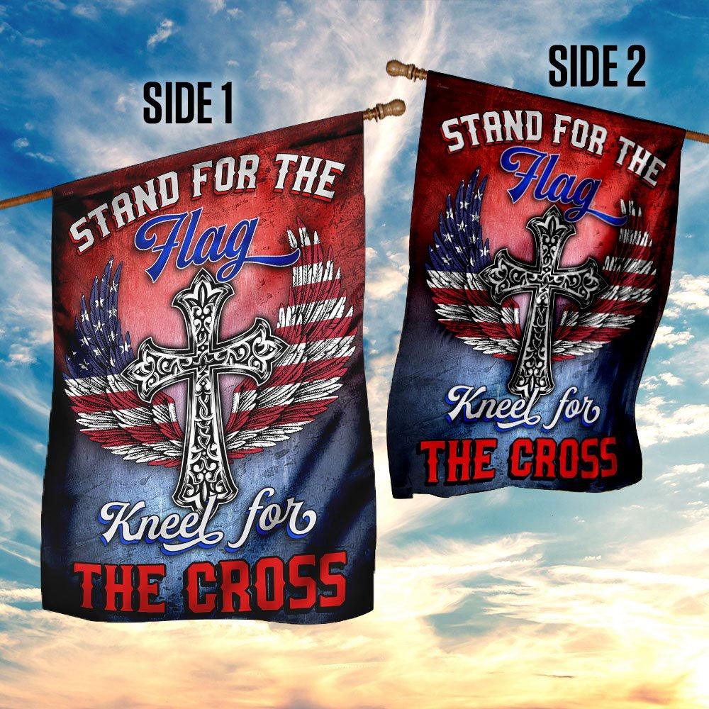 Christian Garden Flags, Stand For The Flag Kneel For The Cross Flags, Christian House Flags, Christian Cross Flag, Faith Flag