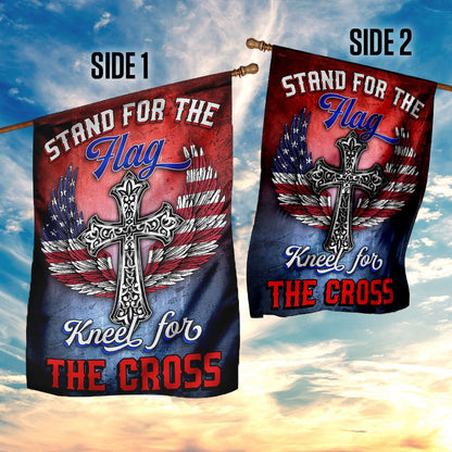 Christian Garden Flags, Stand For The Flag Kneel For The Cross Flags, Christian House Flags, Christian Cross Flag, Faith Flag
