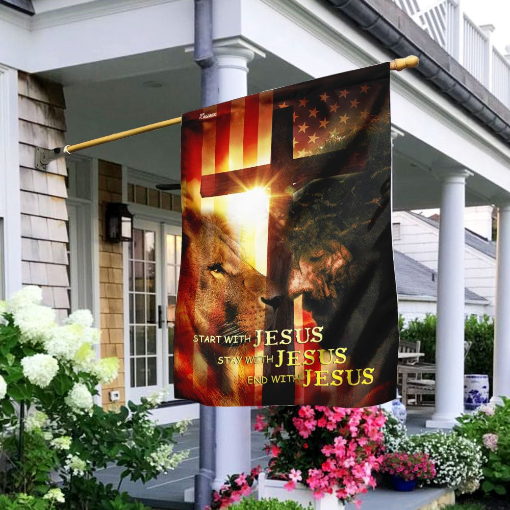 Christian Garden Flags, Start With Jesus American Flag, Christian House Flags, Christian Cross Flag, Faith Flag