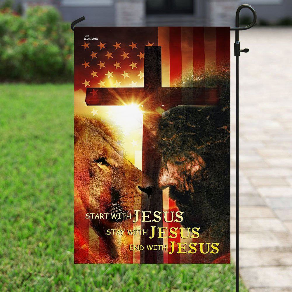 Christian Garden Flags, Start With Jesus American Flag, Christian House Flags, Christian Cross Flag, Faith Flag