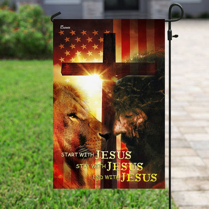 Christian Garden Flags, Start With Jesus American Flag, Christian House Flags, Christian Cross Flag, Faith Flag
