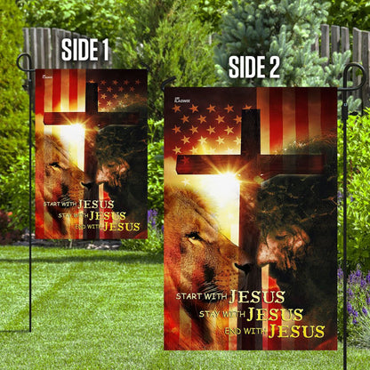 Christian Garden Flags, Start With Jesus American Flag, Christian House Flags, Christian Cross Flag, Faith Flag