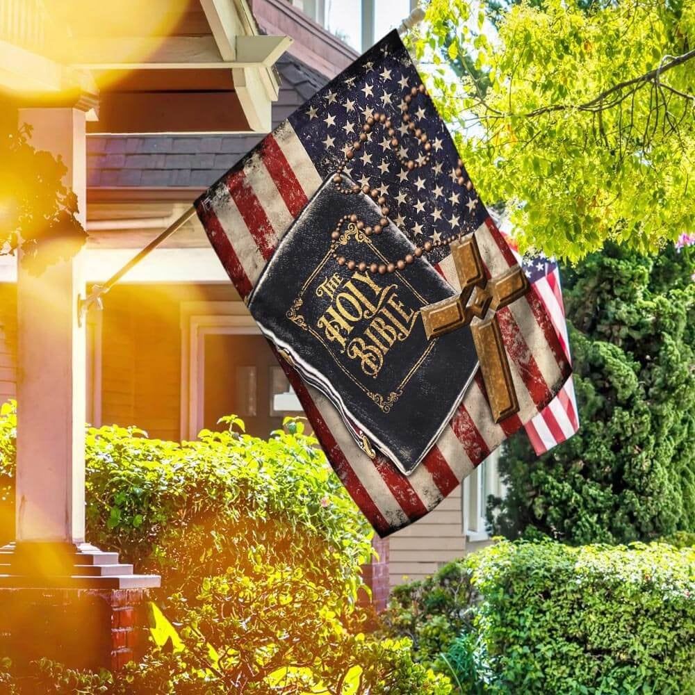 Christian Garden Flags, The Holy Bible American Flag, Christian House Flags, Christian Cross Flag, Faith Flag