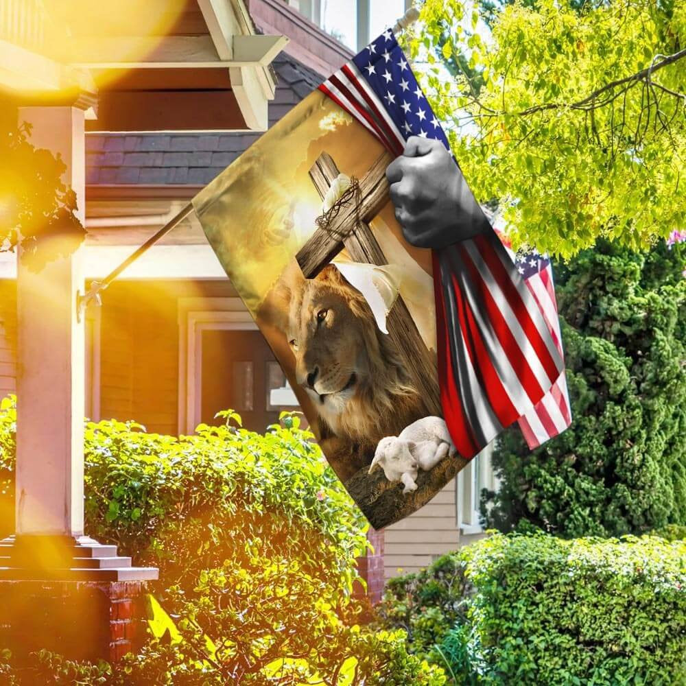 Christian Garden Flags, The Lion Of Judah, The Lamb Of God Flag, Christian House Flags, Christian Cross Flag, Faith Flag