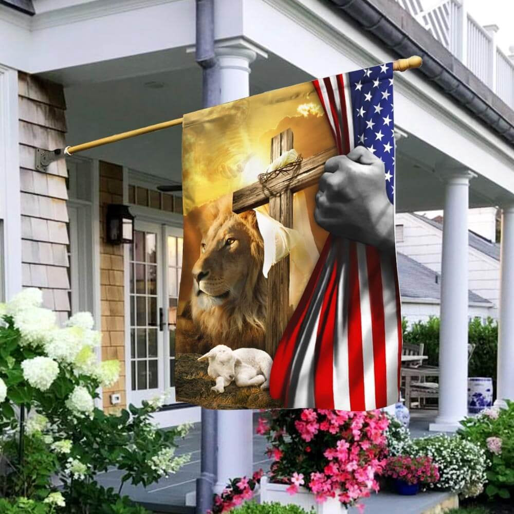 Christian Garden Flags, The Lion Of Judah, The Lamb Of God Flag, Christian House Flags, Christian Cross Flag, Faith Flag