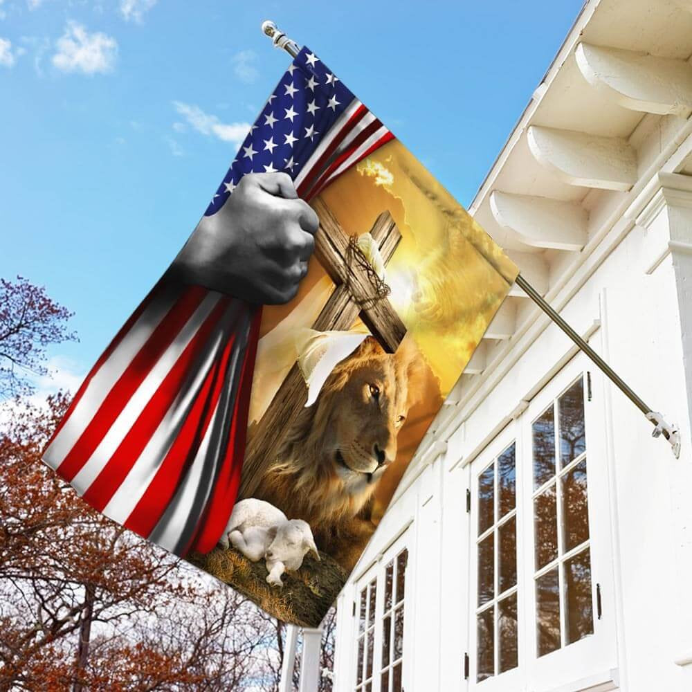 Christian Garden Flags, The Lion Of Judah, The Lamb Of God Flag, Christian House Flags, Christian Cross Flag, Faith Flag