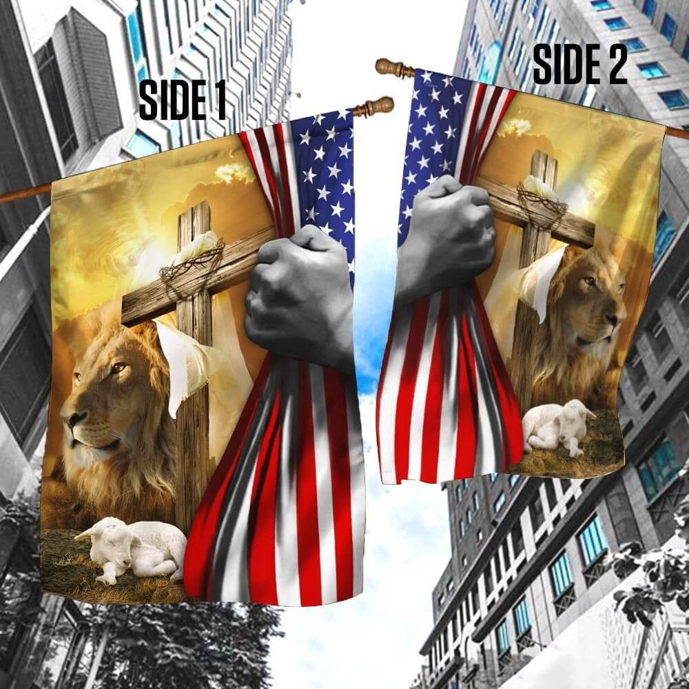 Christian Garden Flags, The Lion Of Judah, The Lamb Of God Flag, Christian House Flags, Christian Cross Flag, Faith Flag