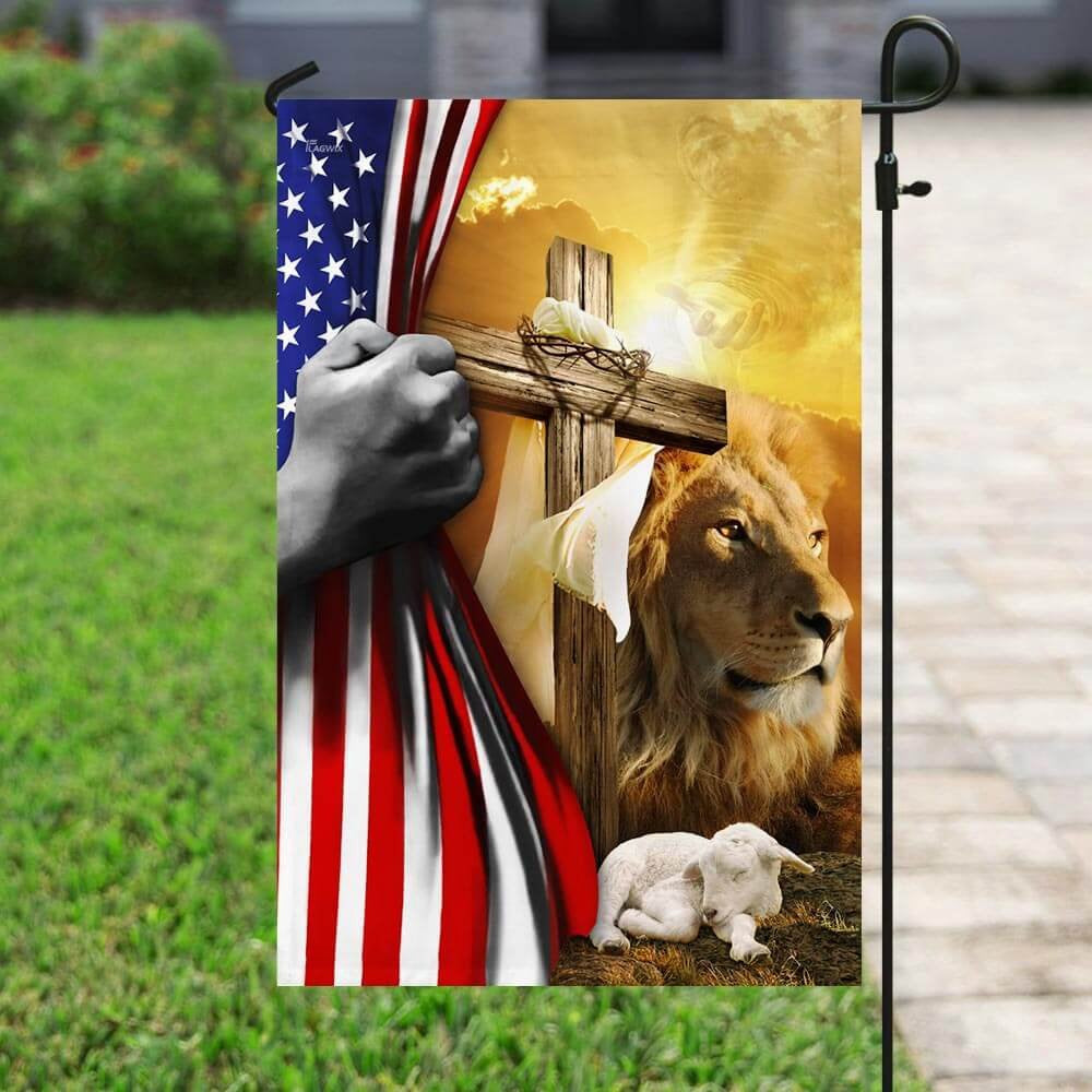 Christian Garden Flags, The Lion Of Judah, The Lamb Of God Flag, Christian House Flags, Christian Cross Flag, Faith Flag