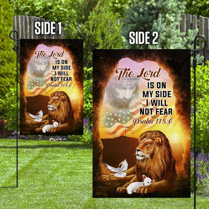 Christian Garden Flags, The Lord Is On My Side I Will Not Fear The Lion &amp The Lamb Flag, Christian House Flags, Christian Cross Flag, Faith Flag