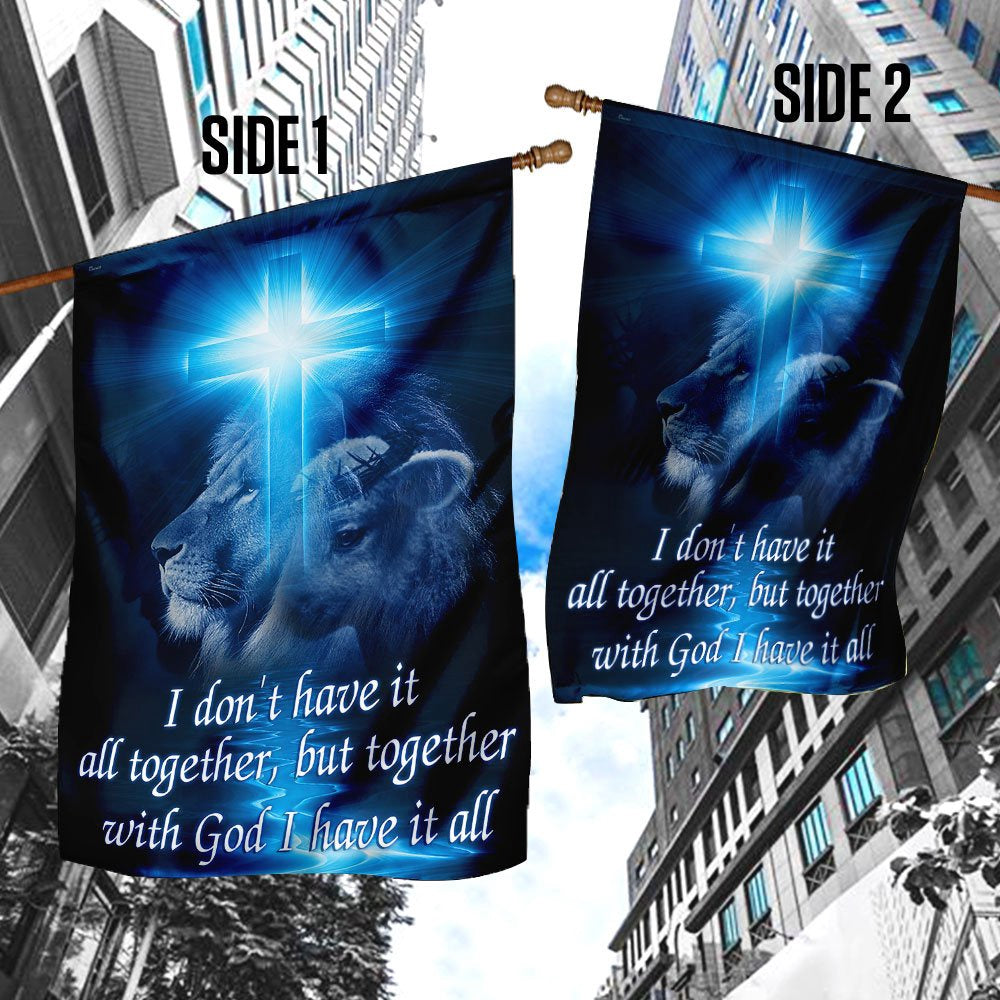 Christian Garden Flags, Together With God I Have It All Flag, Christian House Flags, Christian Cross Flag, Faith Flag