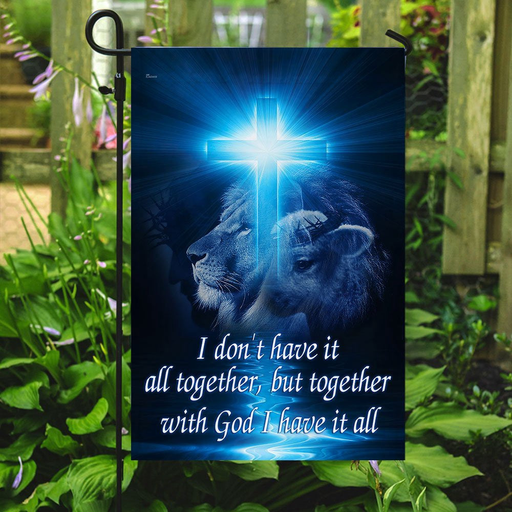 Christian Garden Flags, Together With God I Have It All Flag, Christian House Flags, Christian Cross Flag, Faith Flag