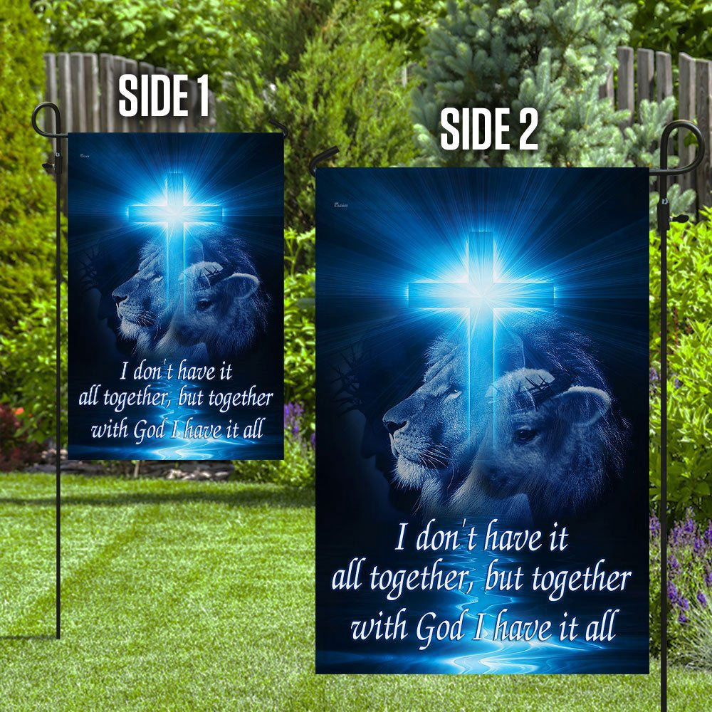 Christian Garden Flags, Together With God I Have It All Flag, Christian House Flags, Christian Cross Flag, Faith Flag