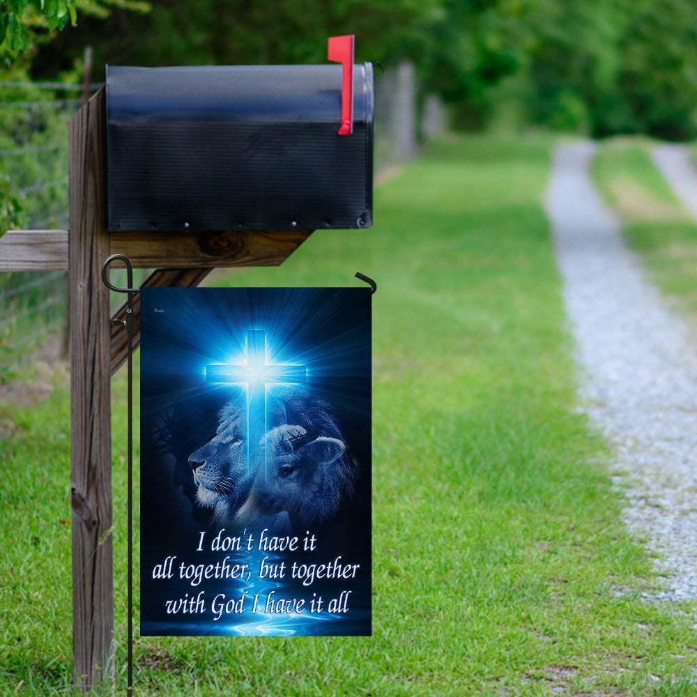 Christian Garden Flags, Together With God I Have It All Flag, Christian House Flags, Christian Cross Flag, Faith Flag