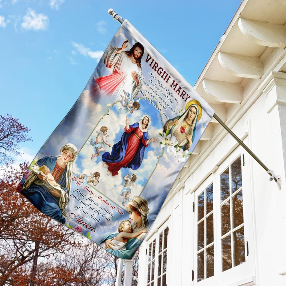 Christian Garden Flags, Virgin Mary, Mother Of God Flag, Christian House Flags, Christian Cross Flag, Faith Flag